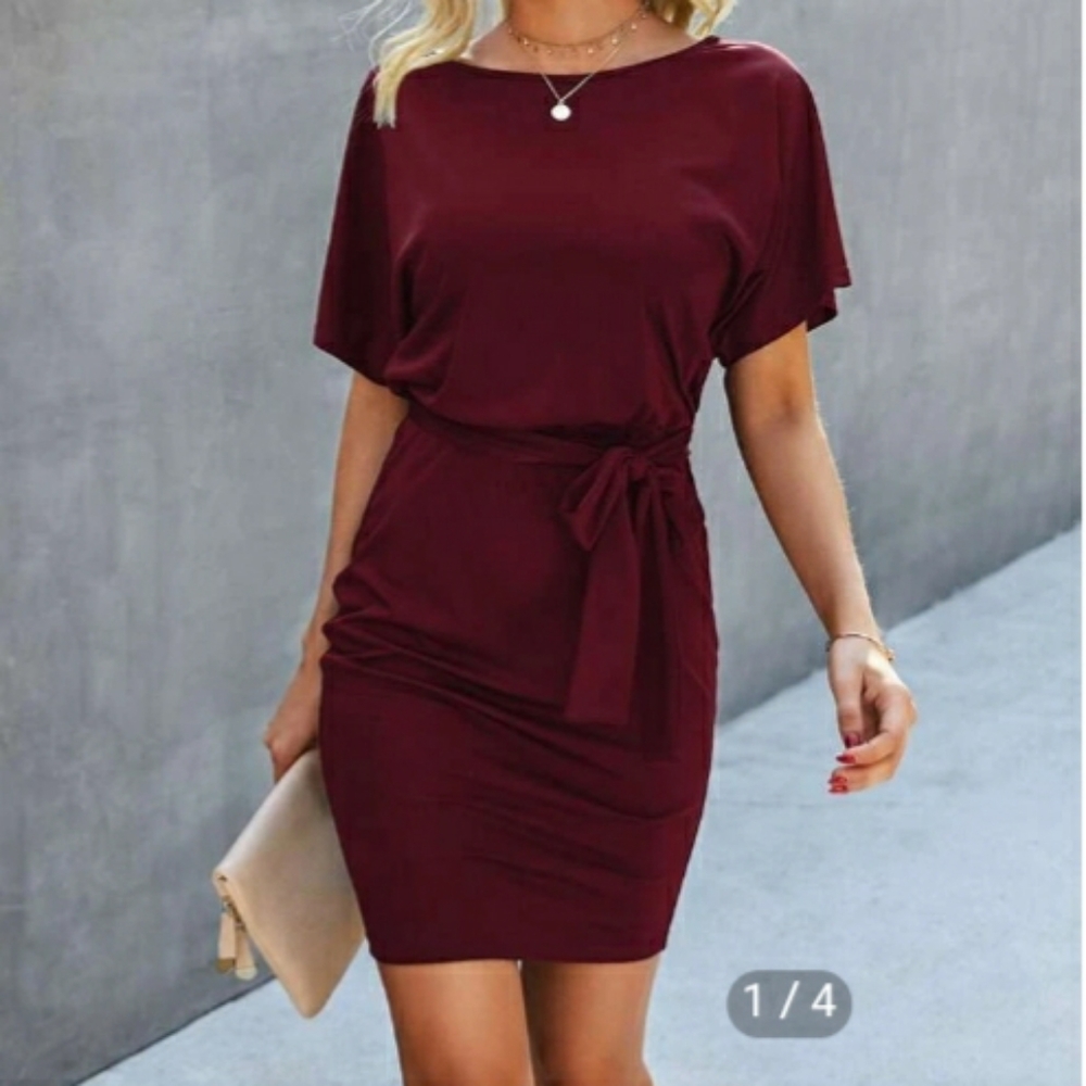 Size M, Off the Shoulder Burgundy Dress
